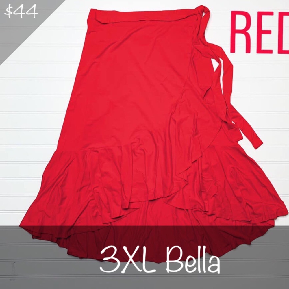 LuLaRoe Bella Midi Wrap Skirt Red